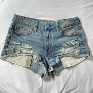 High Rise Medium Wash AE Festival Denim Shorts